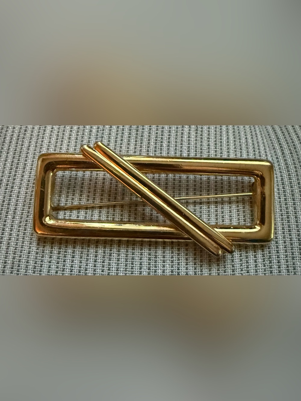 Monet Gold tone Rectangular Bar Geometric Vintage Brooch